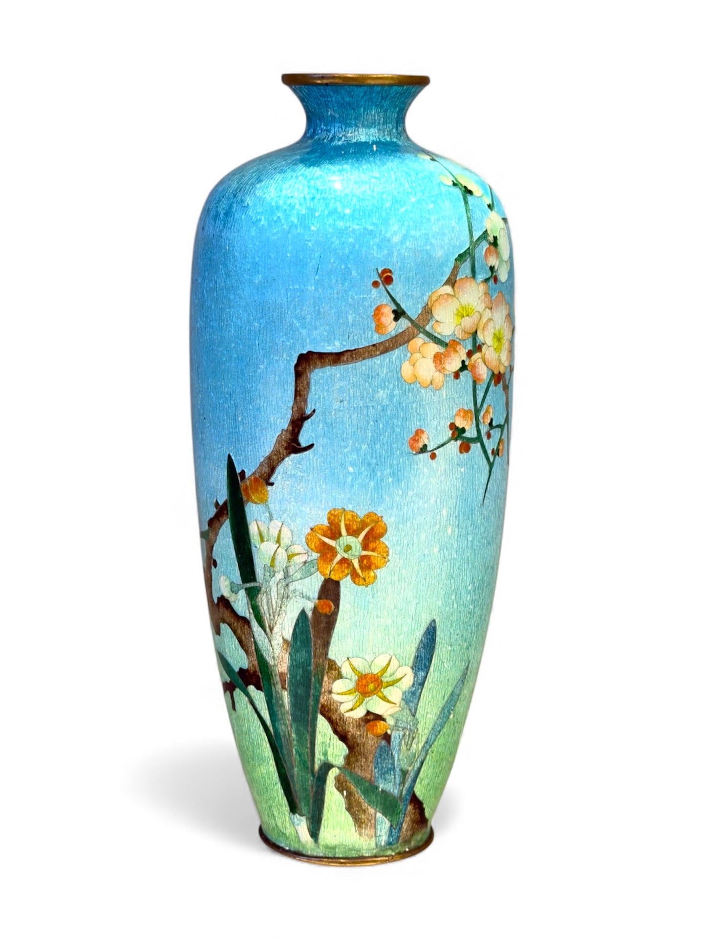 An Elegant Japanese Ginbari Cloisonné Enamel Vase By Noma Kitaji, Meiji period