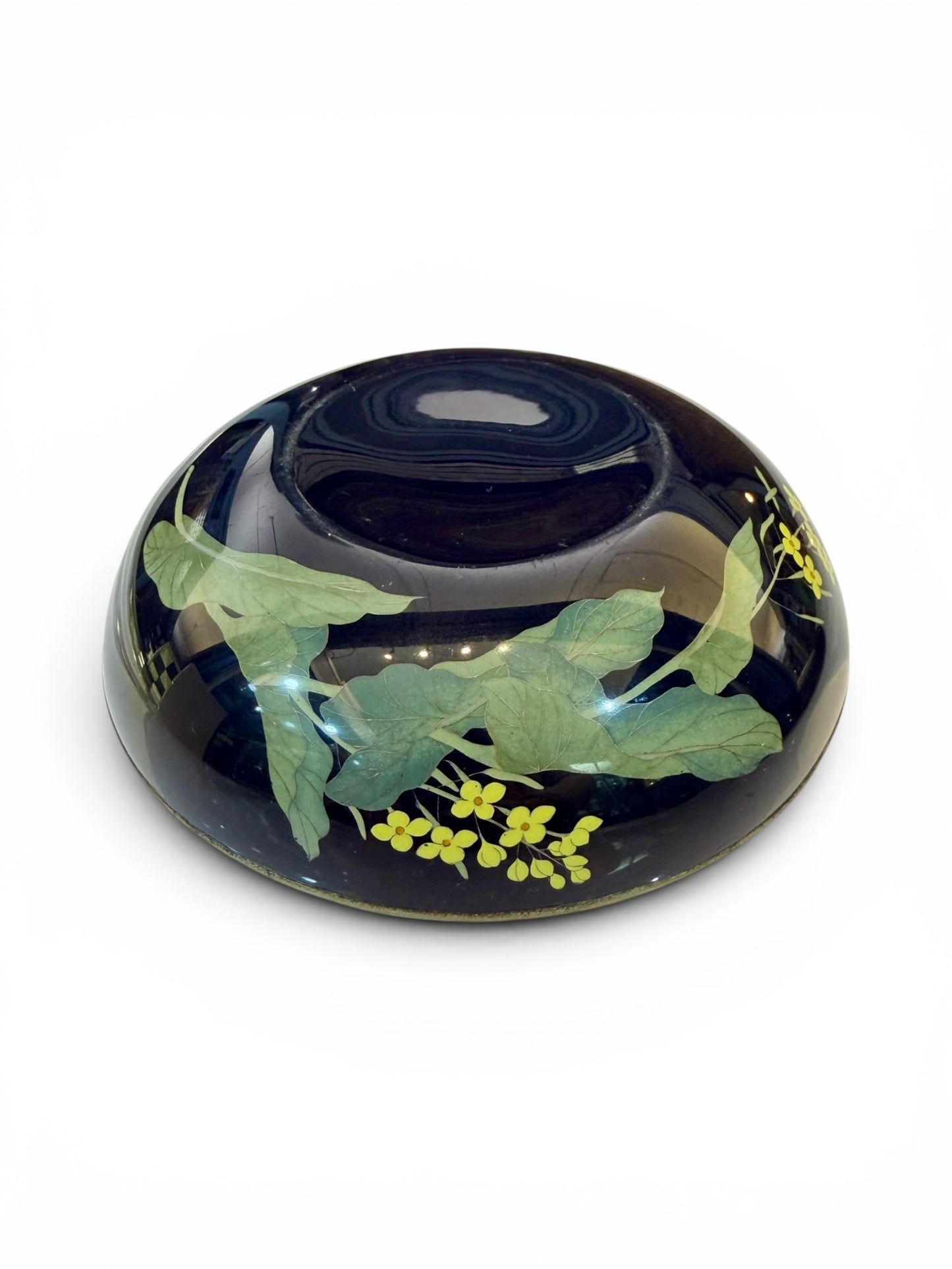 Fine Japanese Cloisonné Enamel Circular Box and Cover Decorated with Nanohana.Meiji Period