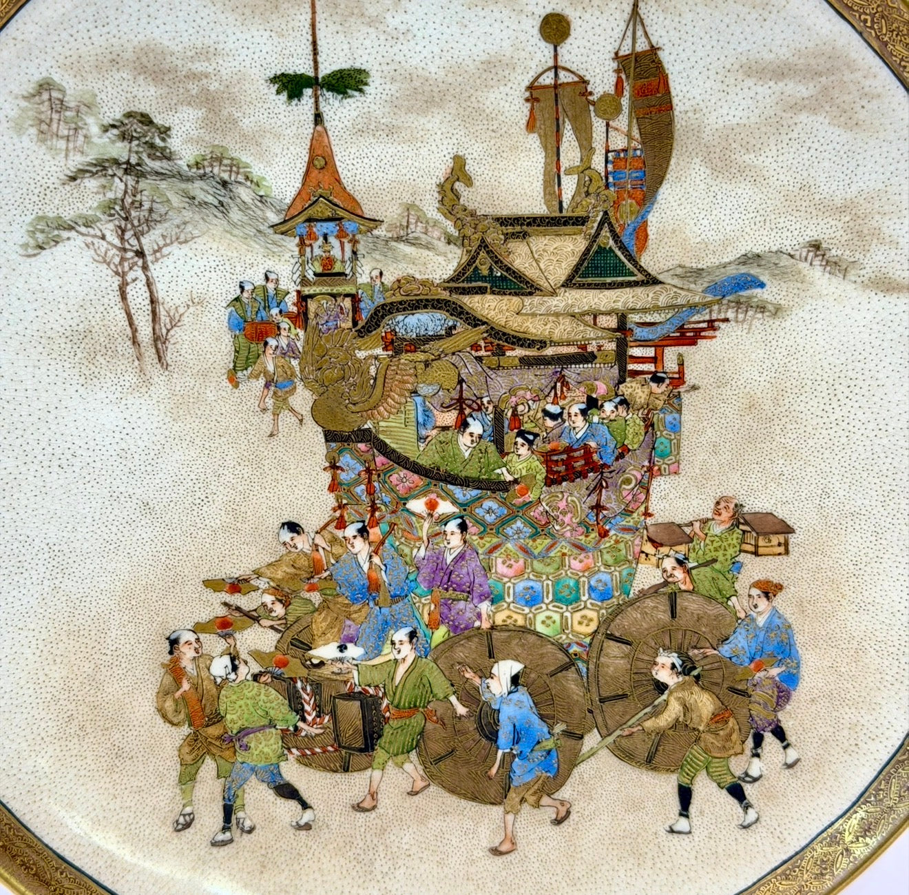 A Fine and Highly Detailed Satsuma Earthenware Charger, Signed Hōzan (保山), Meiji Period