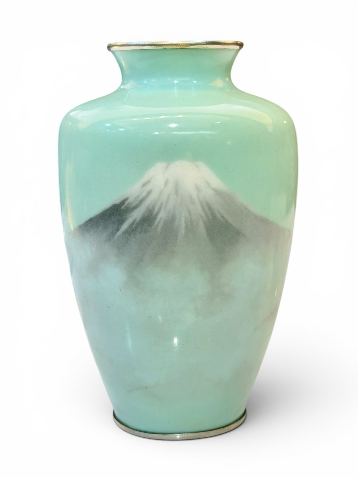 A Fine Japanese Musen (Wireless) Cloisonné Enamel Vase with Mount Fuji.Meiji period