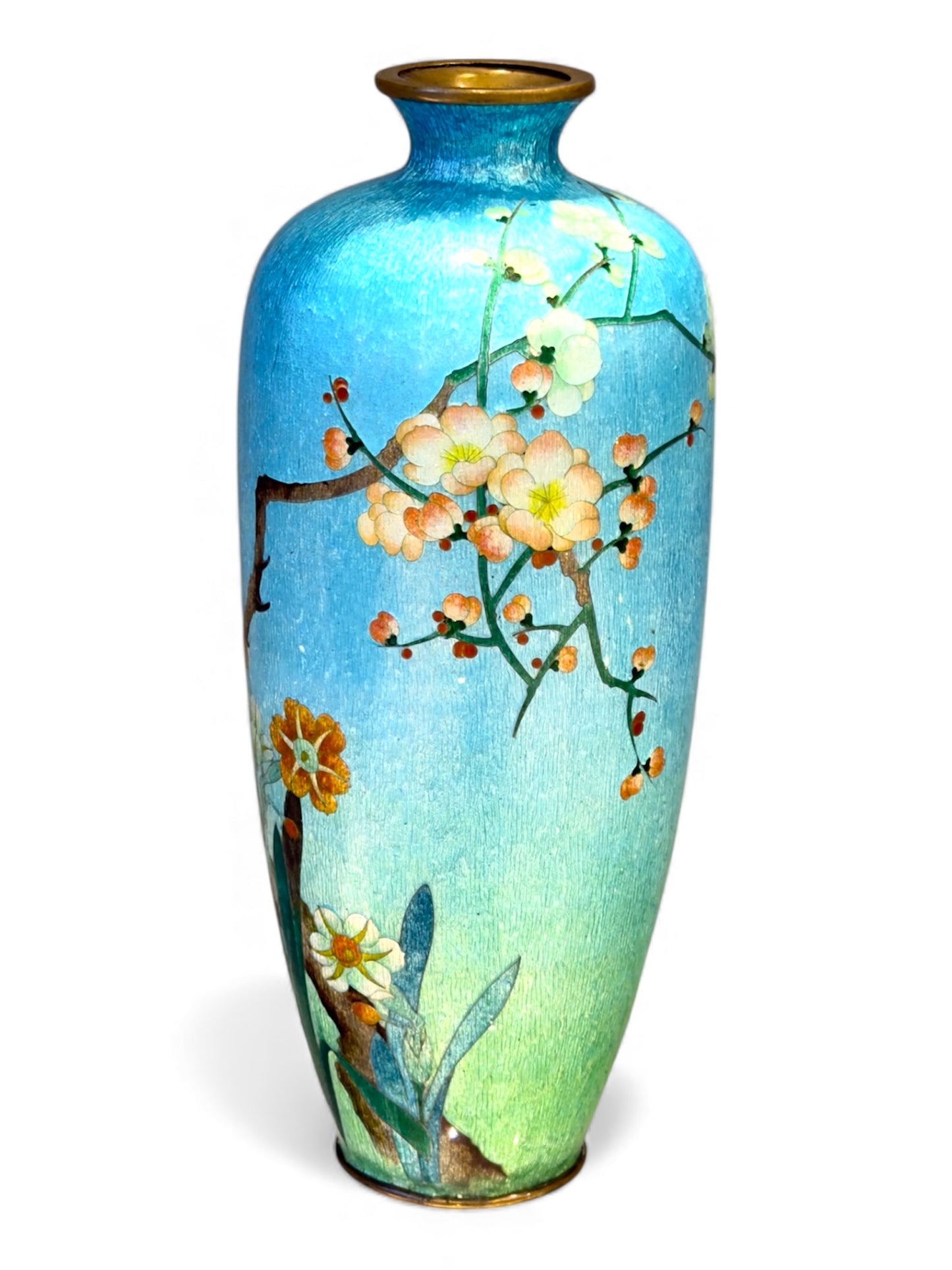 An Elegant Japanese Ginbari Cloisonné Enamel Vase By Noma Kitaji, Meiji period