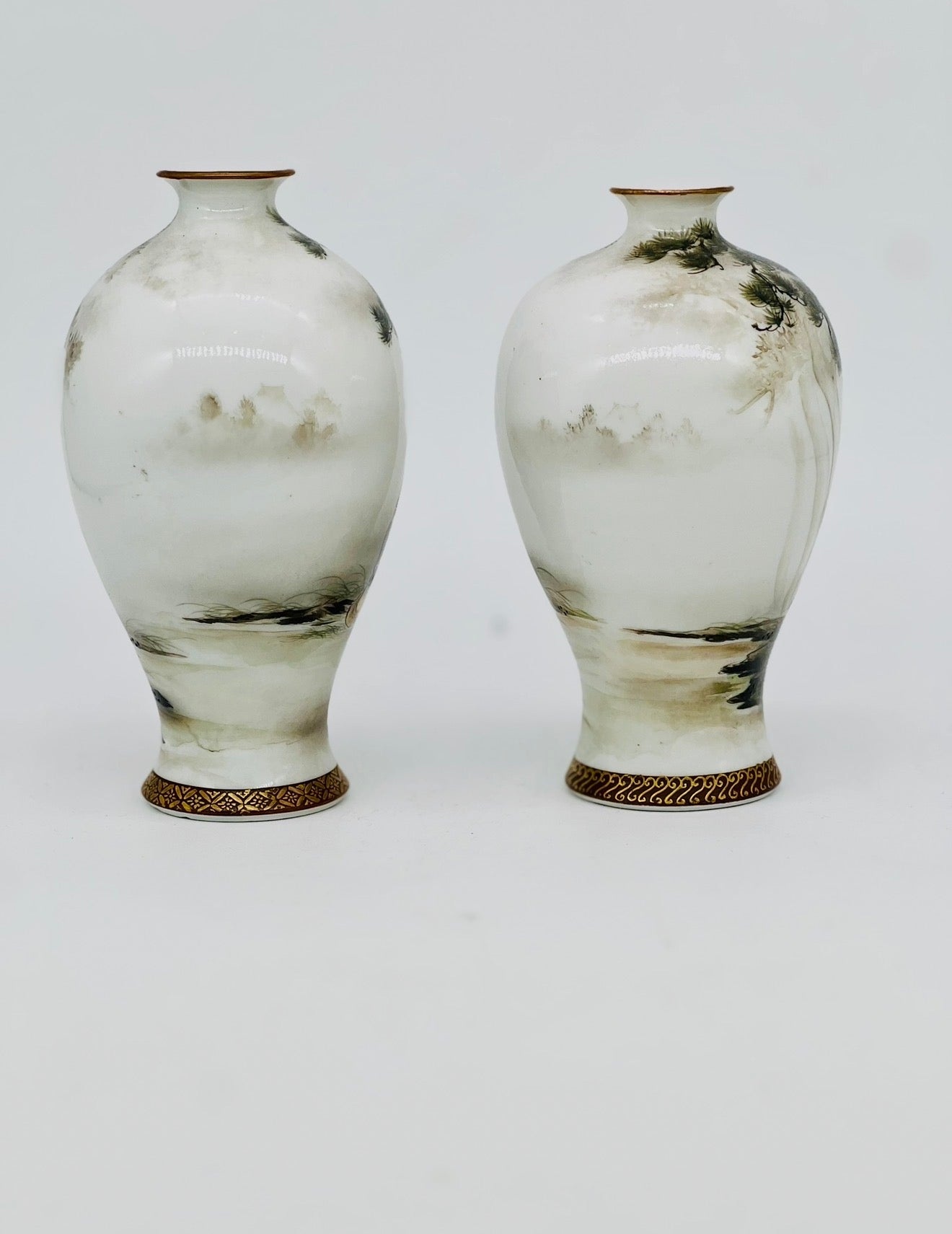A Rare Pair of Meiji Arita Narrative Porcelain Vases with Daimyō and Attendants.Meiji Period