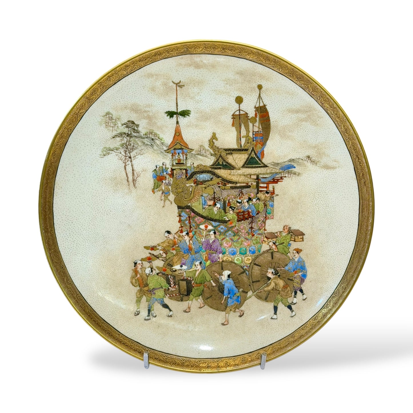A Fine and Highly Detailed Satsuma Earthenware Charger, Signed Hōzan (保山), Meiji Period