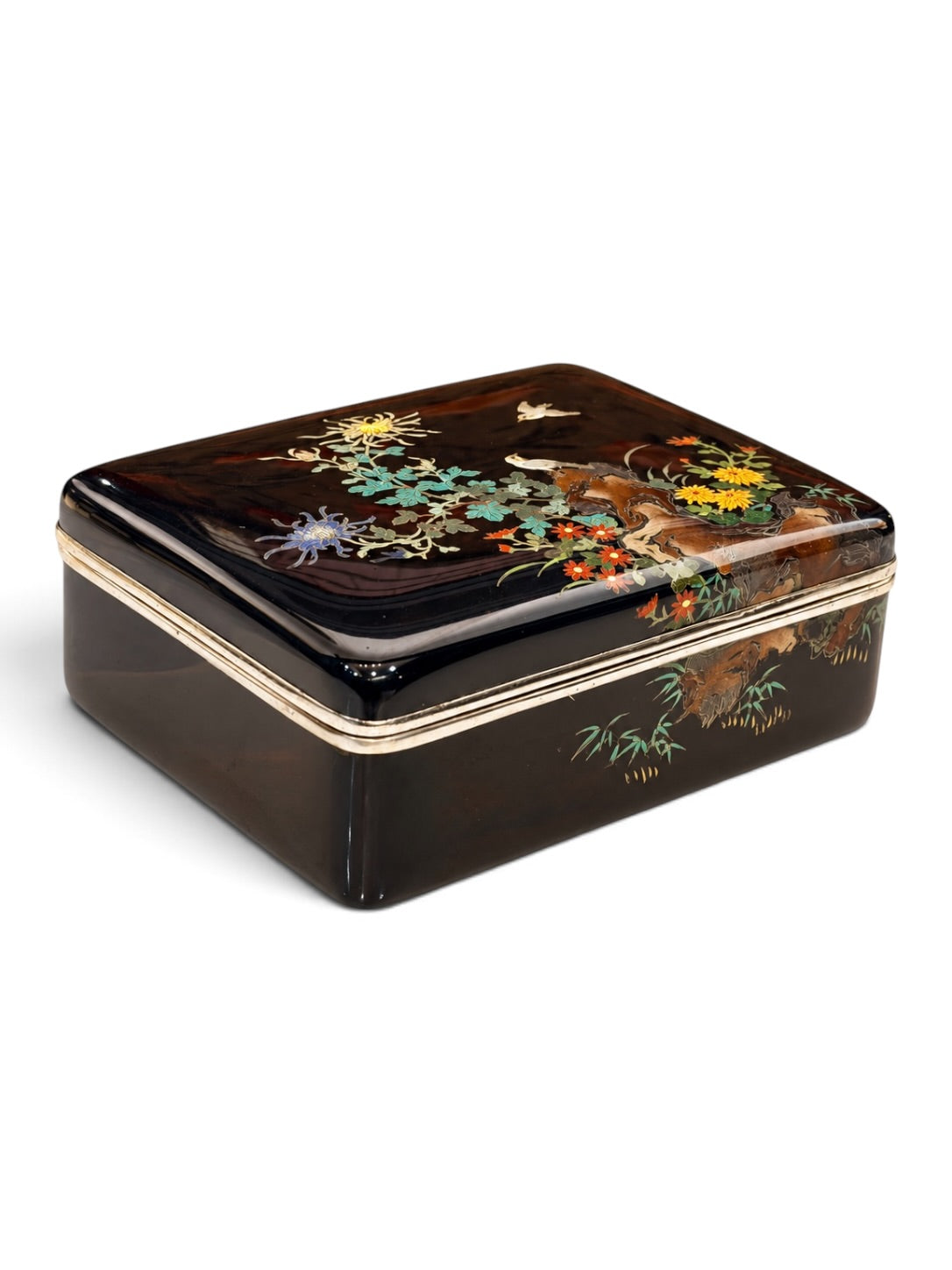 A fine Japanese cloisonné enamel box and cover, in the manner of Hayashi Kodenji

Meiji period (1868–1912)