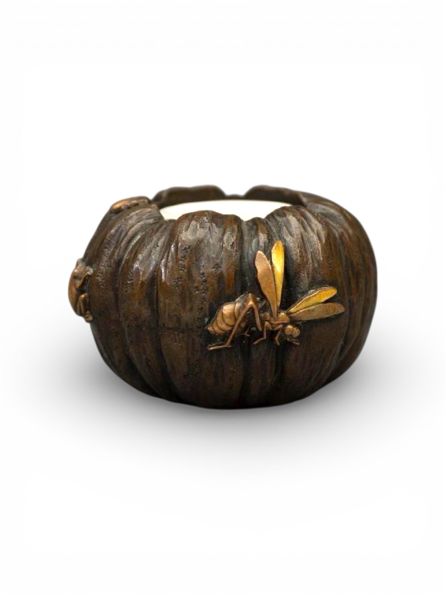 A FINE JAPANESE MIXED-METAL BRONZE INKPOT.Meiji period