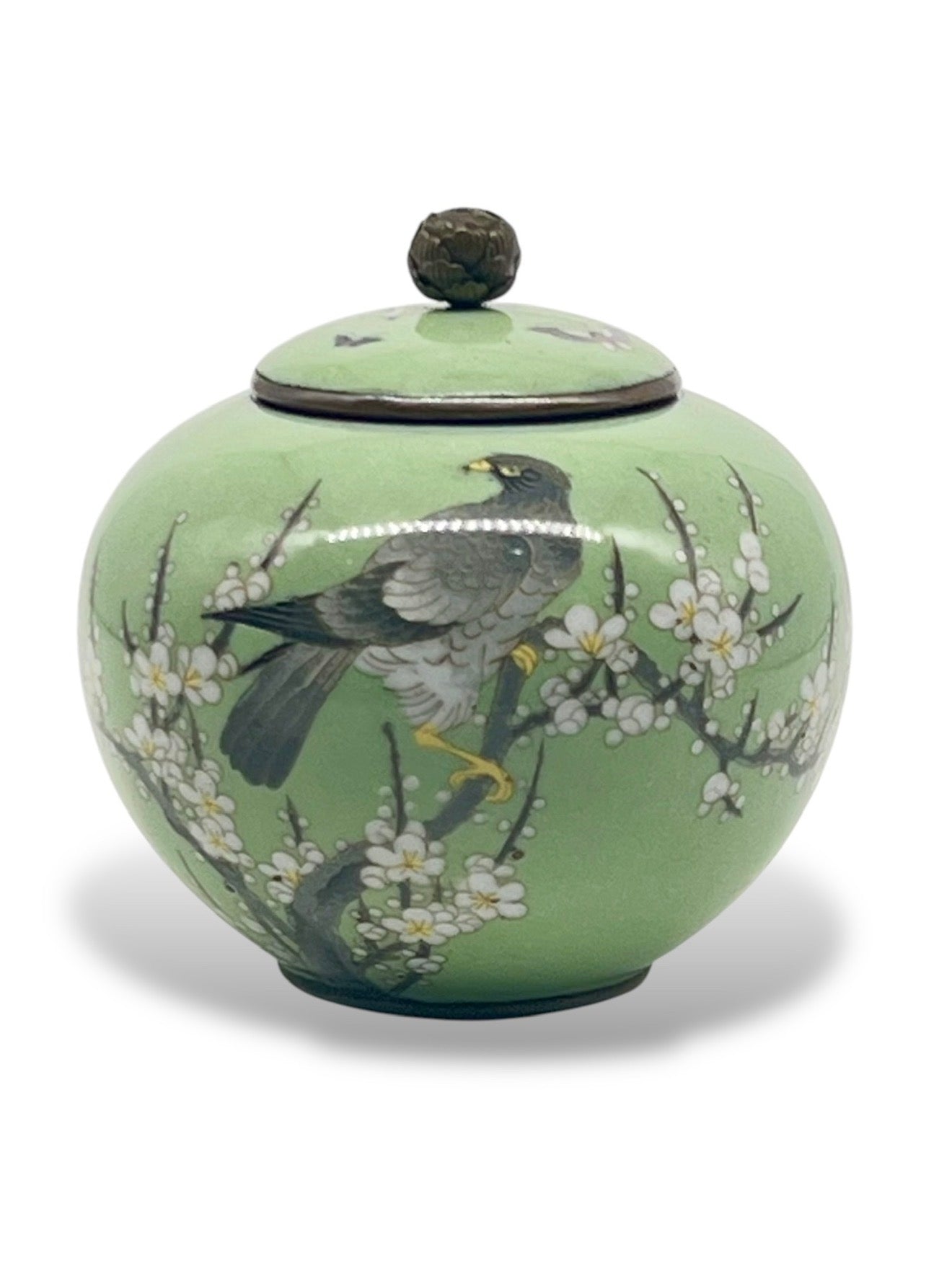 Japanese Cloisonné Koro with a Bird, butterflies and Floral Motif
Meiji Period