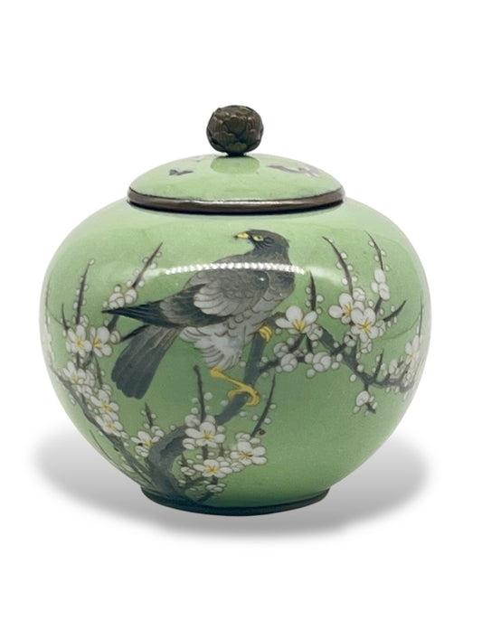 Japanese Cloisonné Koro with a Bird, butterflies and Floral Motif
Meiji Period
