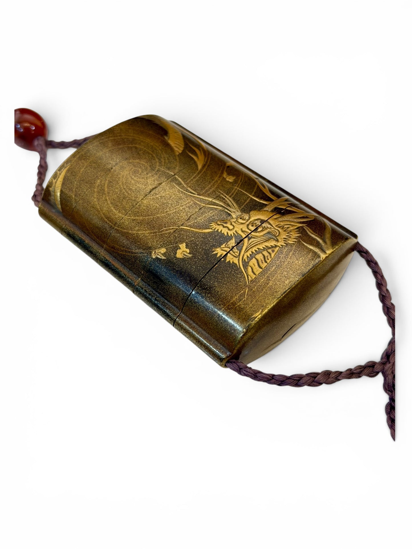 A Fine Japanese Gold Lacquer Five-Case Inrō with Tiger and Dragon.Meiji period