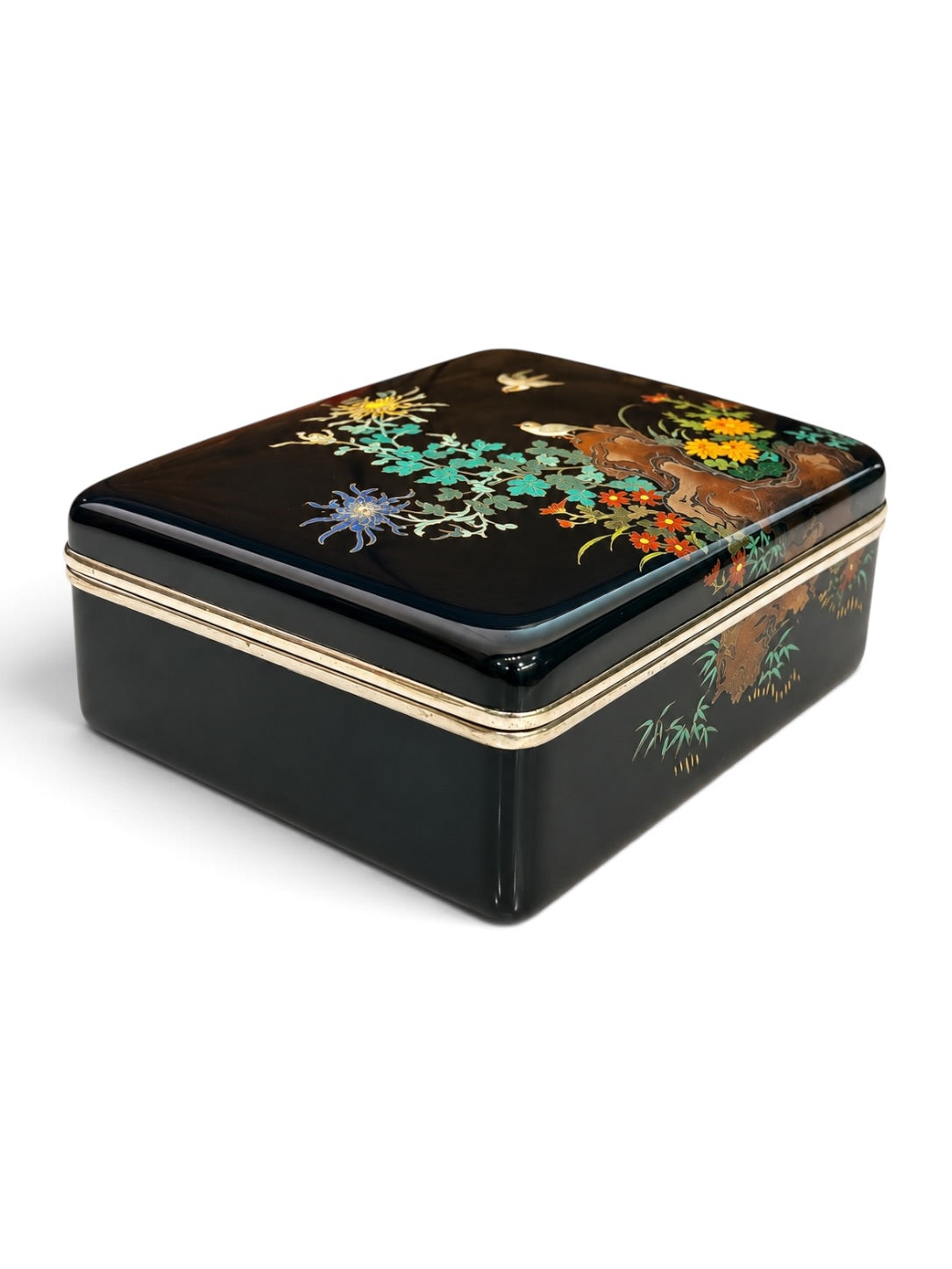 A fine Japanese cloisonné enamel box and cover, in the manner of Hayashi Kodenji

Meiji period (1868–1912)