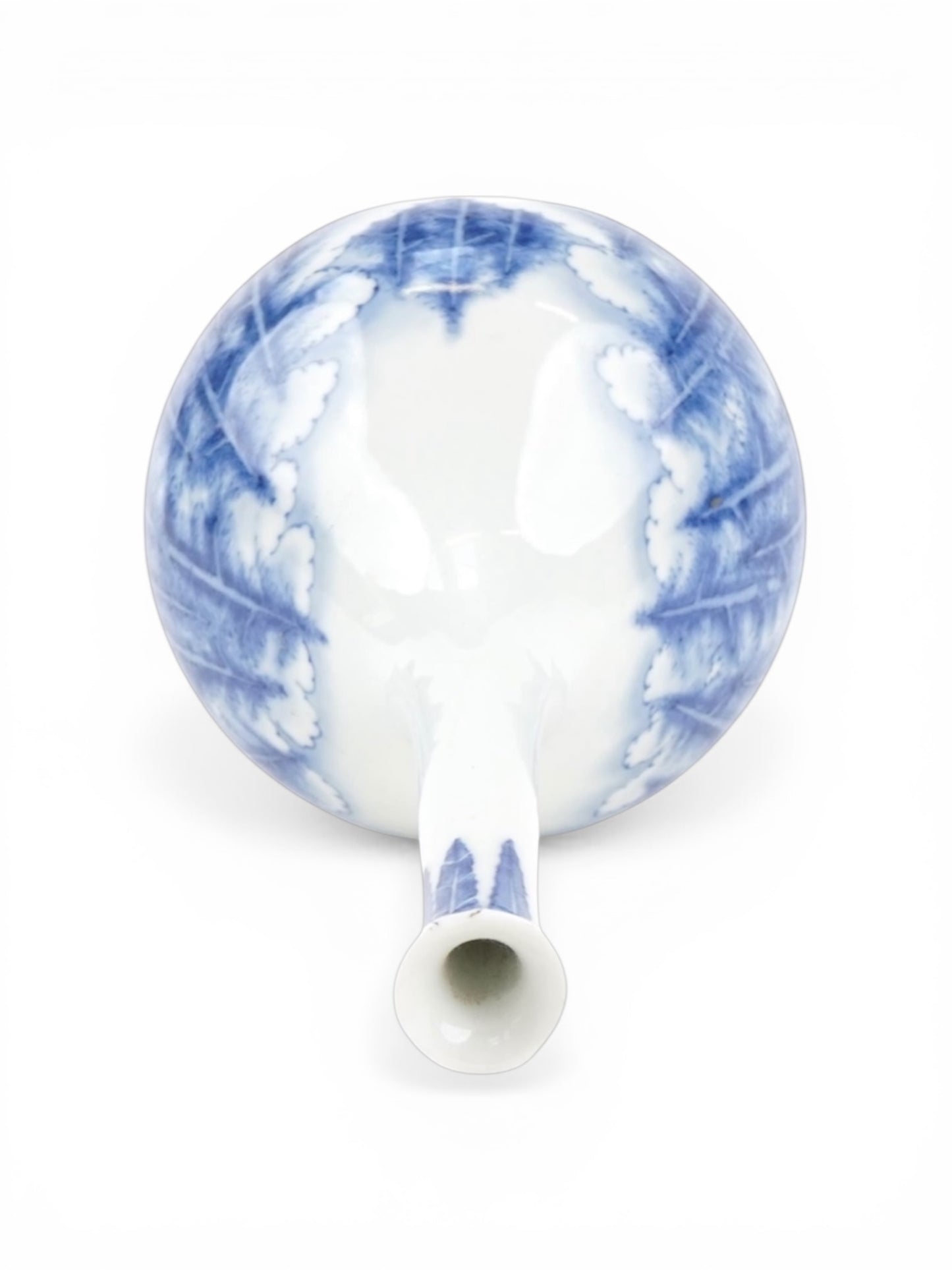 An Elegant Hirado Porcelain Bottle Vase with Pine Landscape, Meiji Period