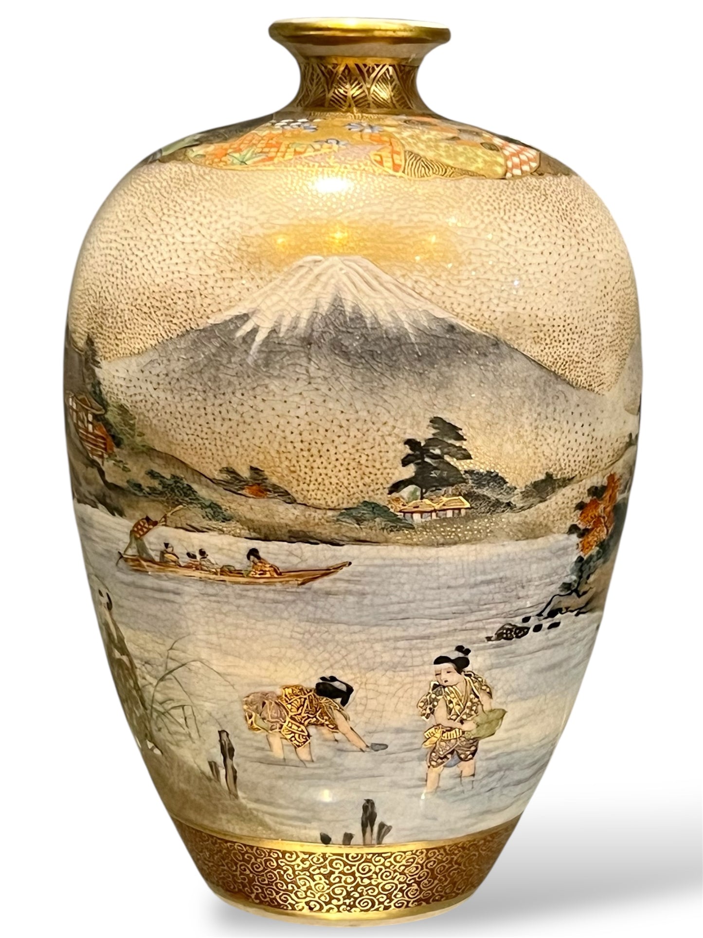 A Fine Japanese Satsuma Earthenware Vase by Hōzan.Meiji period
