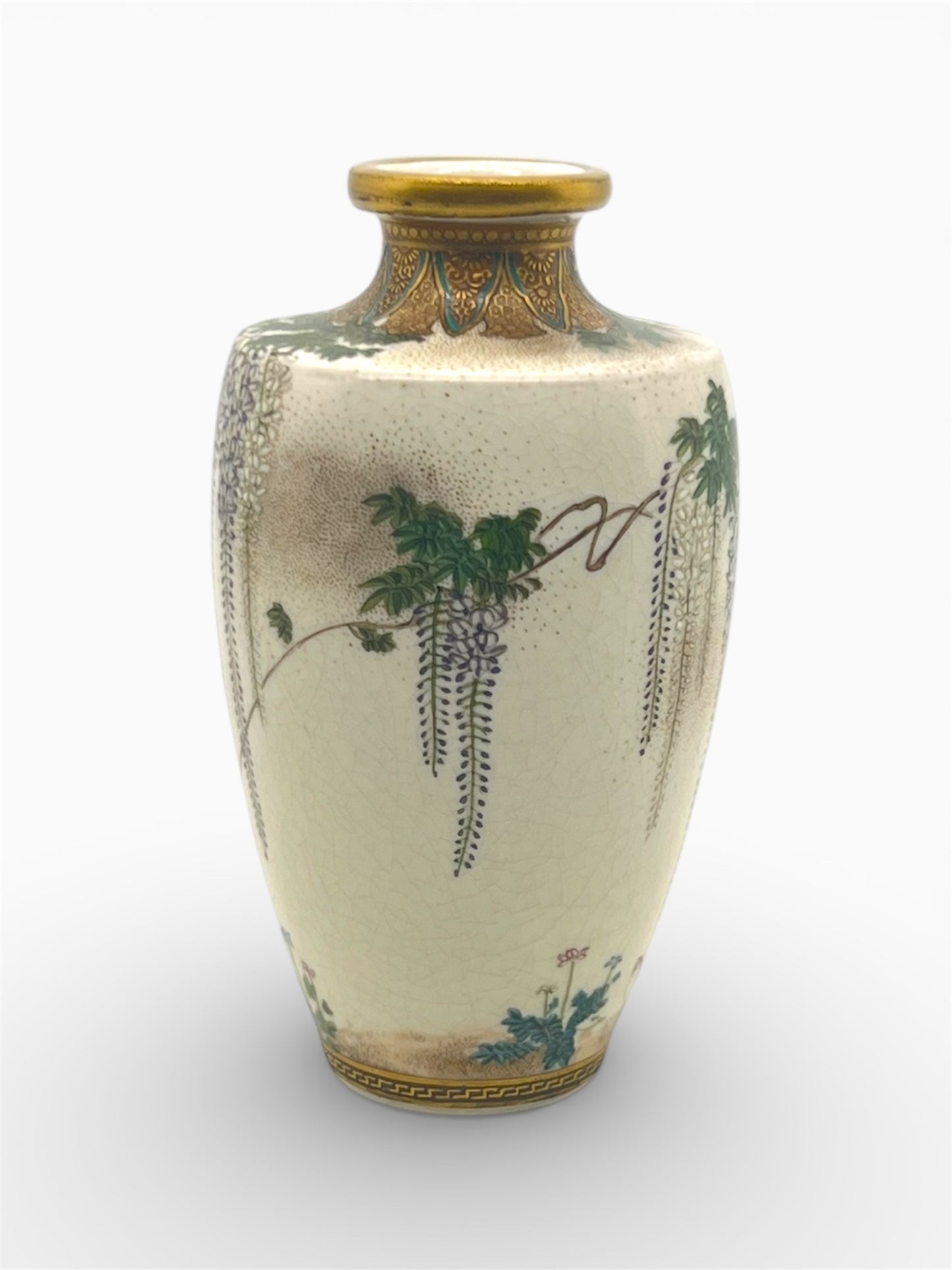 A Japanese Satsuma earthenware vase by Kinkōzan.Meiji period