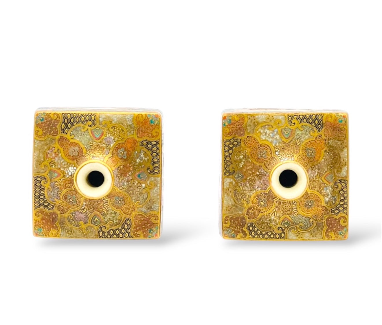 An Important Pair of Kyoto Satsuma Square-Section Vases by Ryōzan, Meiji Period