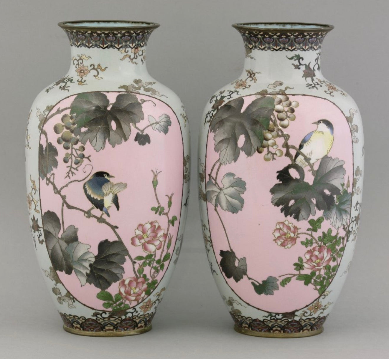An Elegant Pair of Japanese Cloisonné Enamel Vases
Attributed to Namikawa Sōsuke, Meiji period