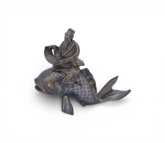 A Japanese Bronze and Silver Inlaid Koro, Meiji Period