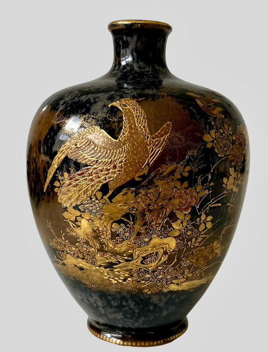 An Unusual Japanese Satsuma Vase with Eagle and Cherry Blossom By Kinkōzan, Meiji Era (Late 19th Century)