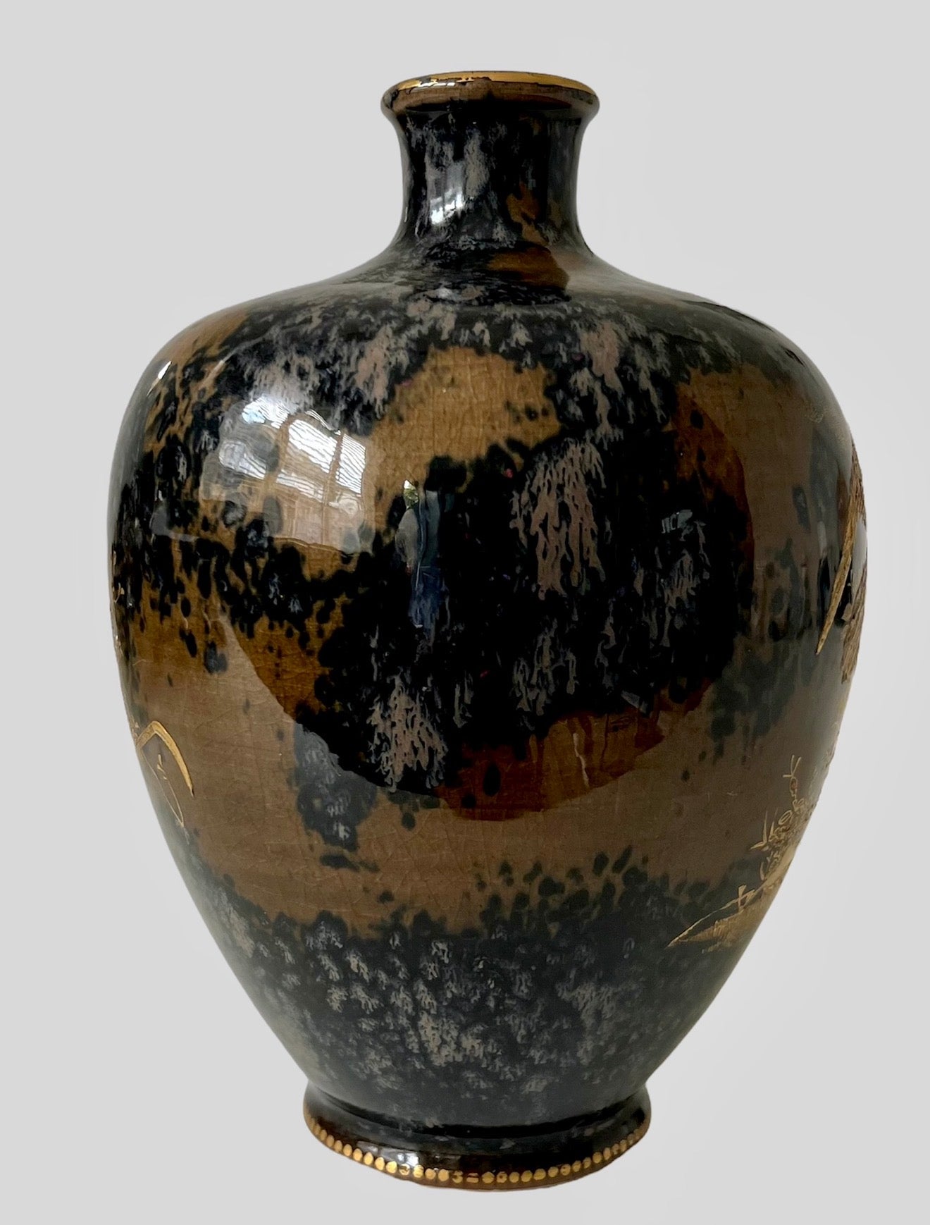 An Unusual Japanese Satsuma Vase with Eagle and Cherry Blossom By Kinkōzan, Meiji Era (Late 19th Century)