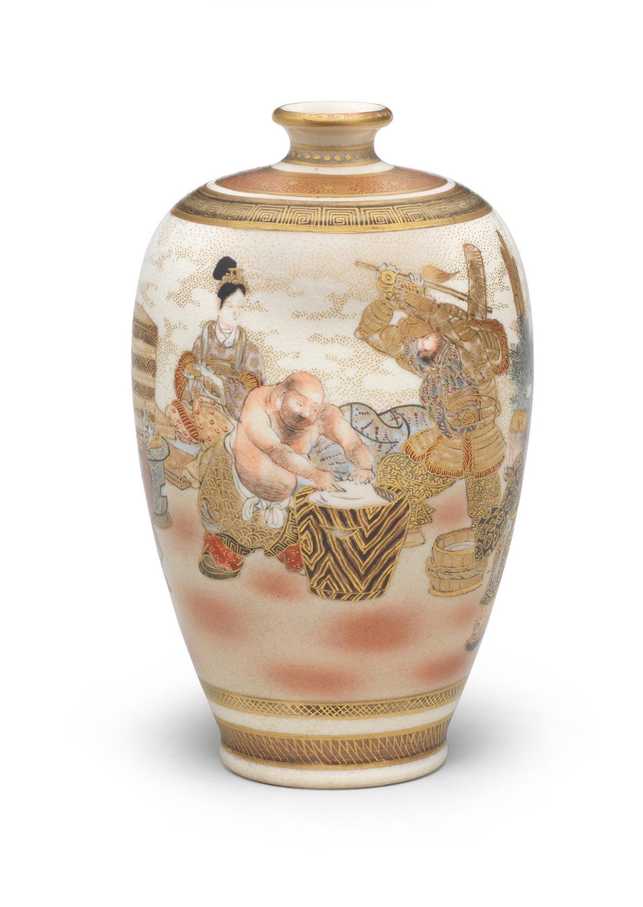 A Fine Satsuma Small Ovoid Vase by Dōzan, Meiji Era (Late 19th Century)