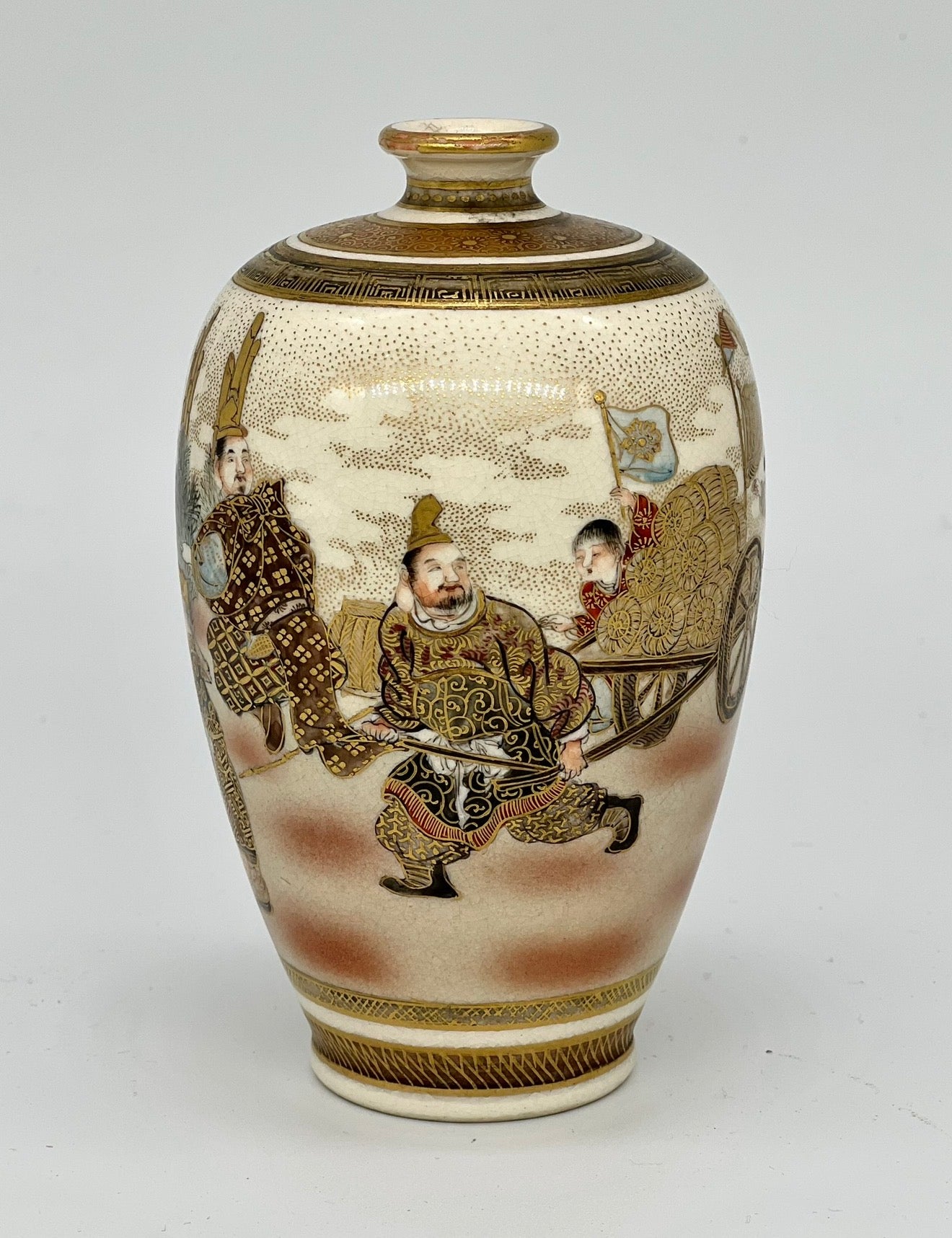 A Fine Satsuma Small Ovoid Vase by Dōzan, Meiji Era (Late 19th Century)