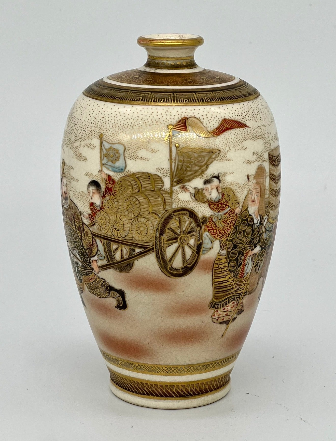 A Fine Satsuma Small Ovoid Vase by Dōzan, Meiji Era (Late 19th Century)