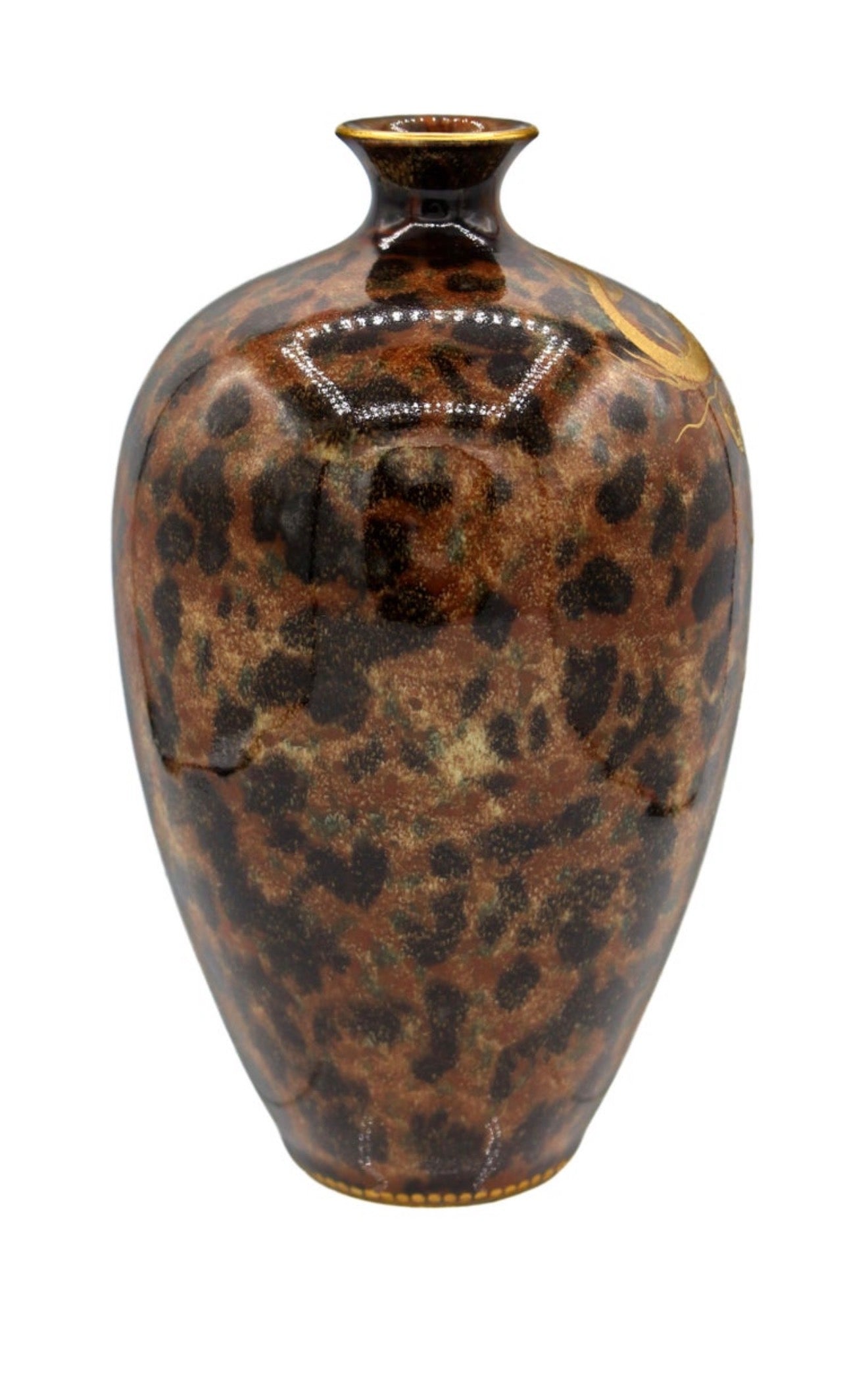 A Rare Japanese Satsuma Vase with Dragon on Faux Tortoiseshell Ground By Kinkozan,Meiji period