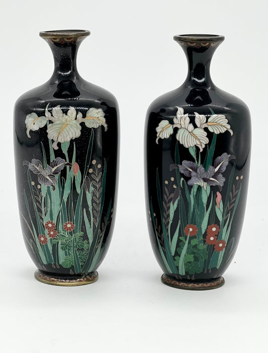 A Pair of Japanese Cloisonné Enamel Vases by Hayashi Chūzō (Kodenji Workshop) Meiji Period