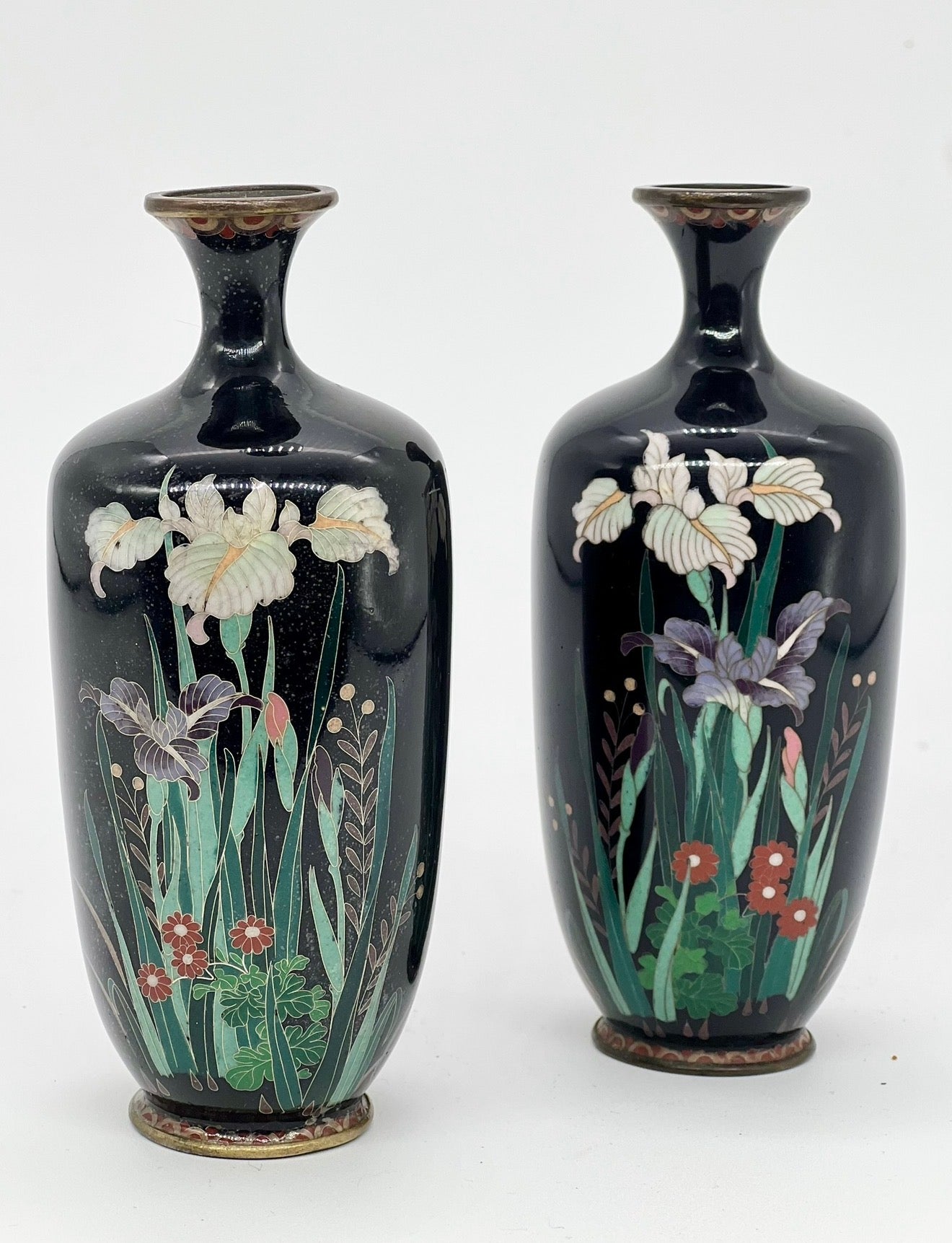 A Pair of Japanese Cloisonné Enamel Vases by Hayashi Chūzō (Kodenji Workshop) Meiji Period