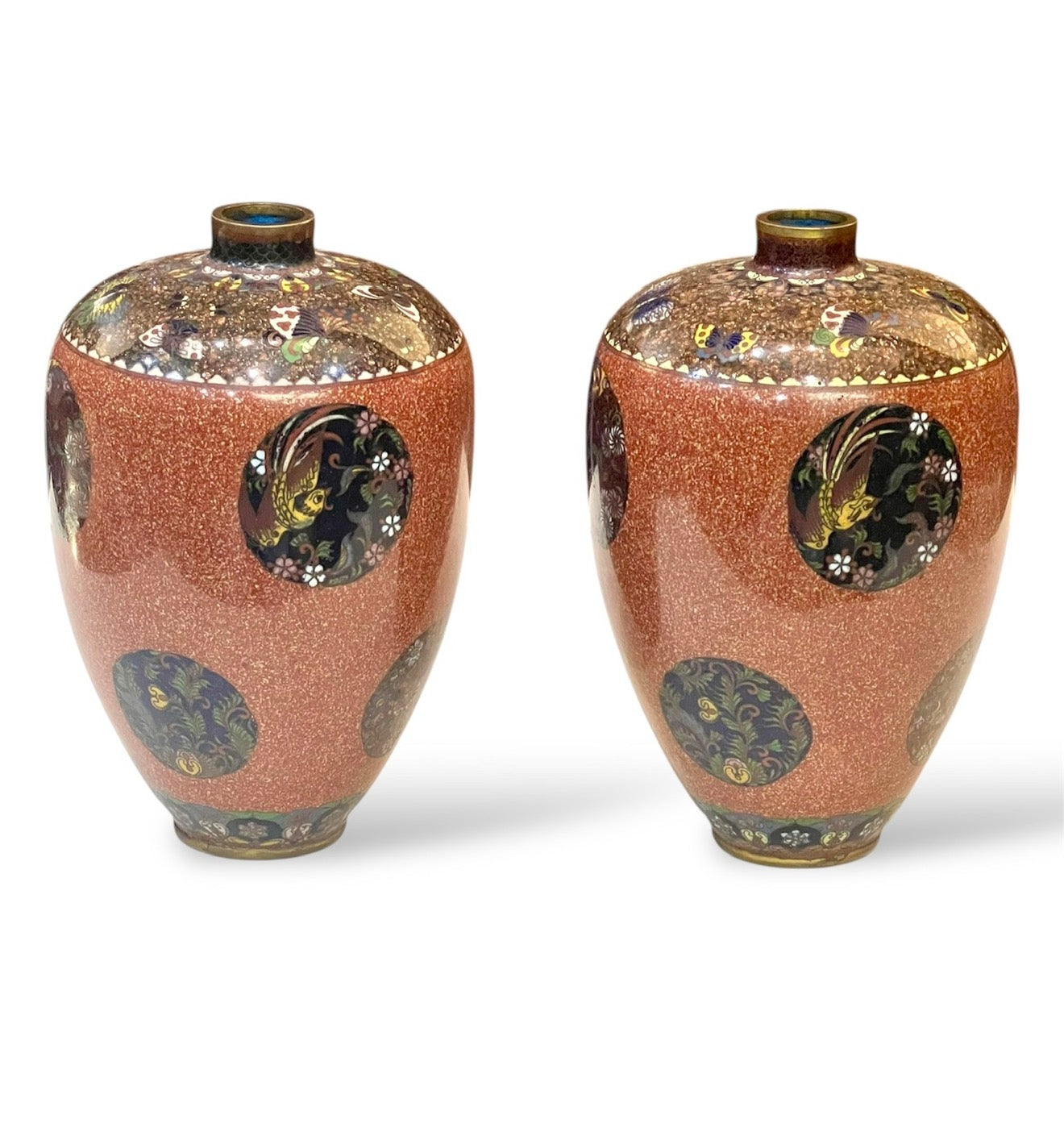 A Fine pair of Japanese cloisonné enamel vases Attributed to Honda Yasaburō, Nagoya, Meiji era