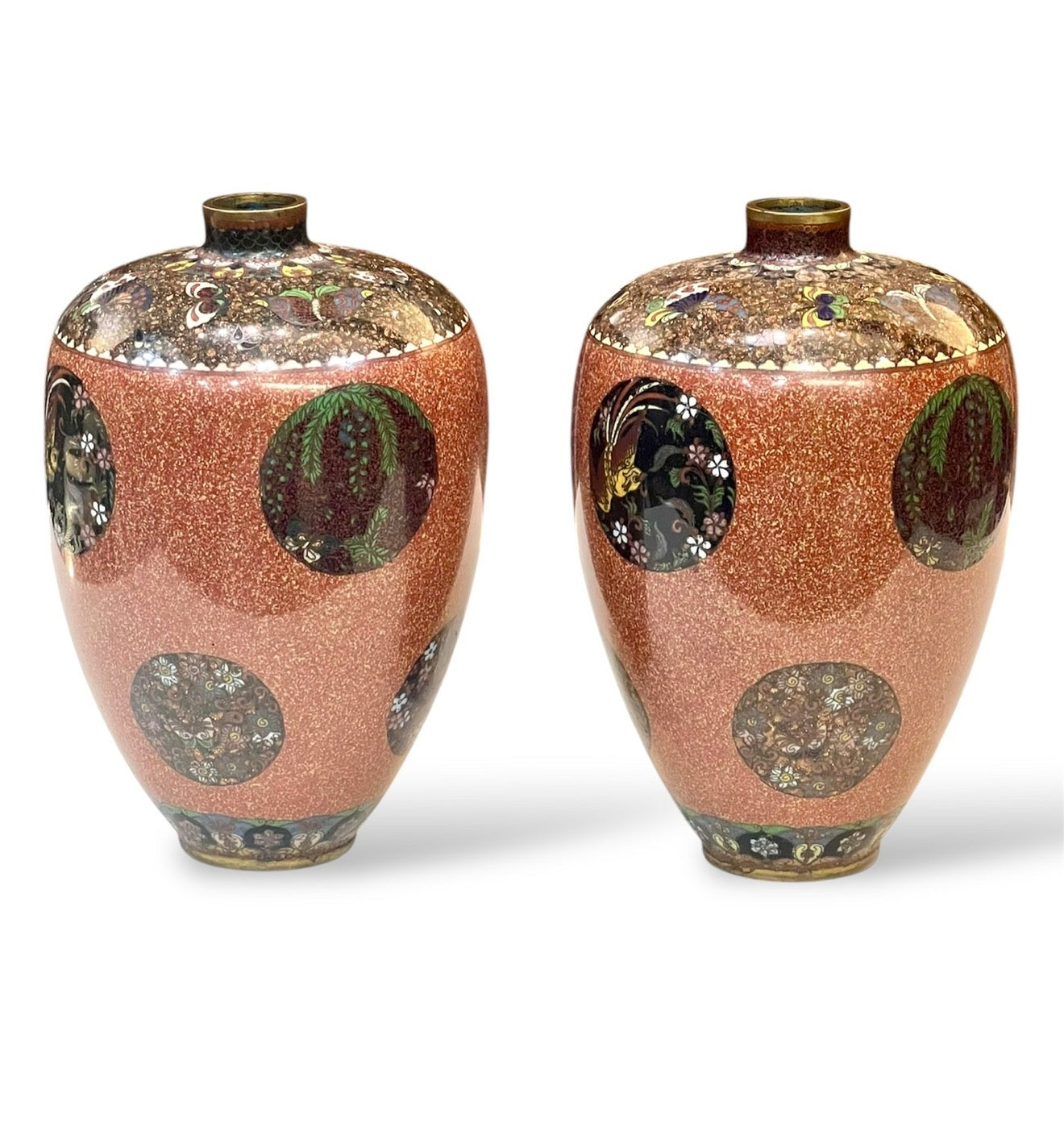 A Fine pair of Japanese cloisonné enamel vases Attributed to Honda Yasaburō, Nagoya, Meiji era