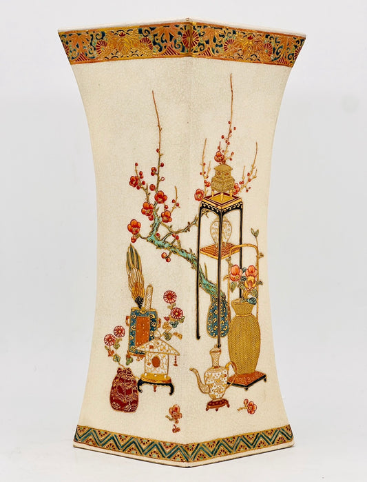 A Large Japanese Imperial Satsuma Vase of Diamond Shape, Meiji period