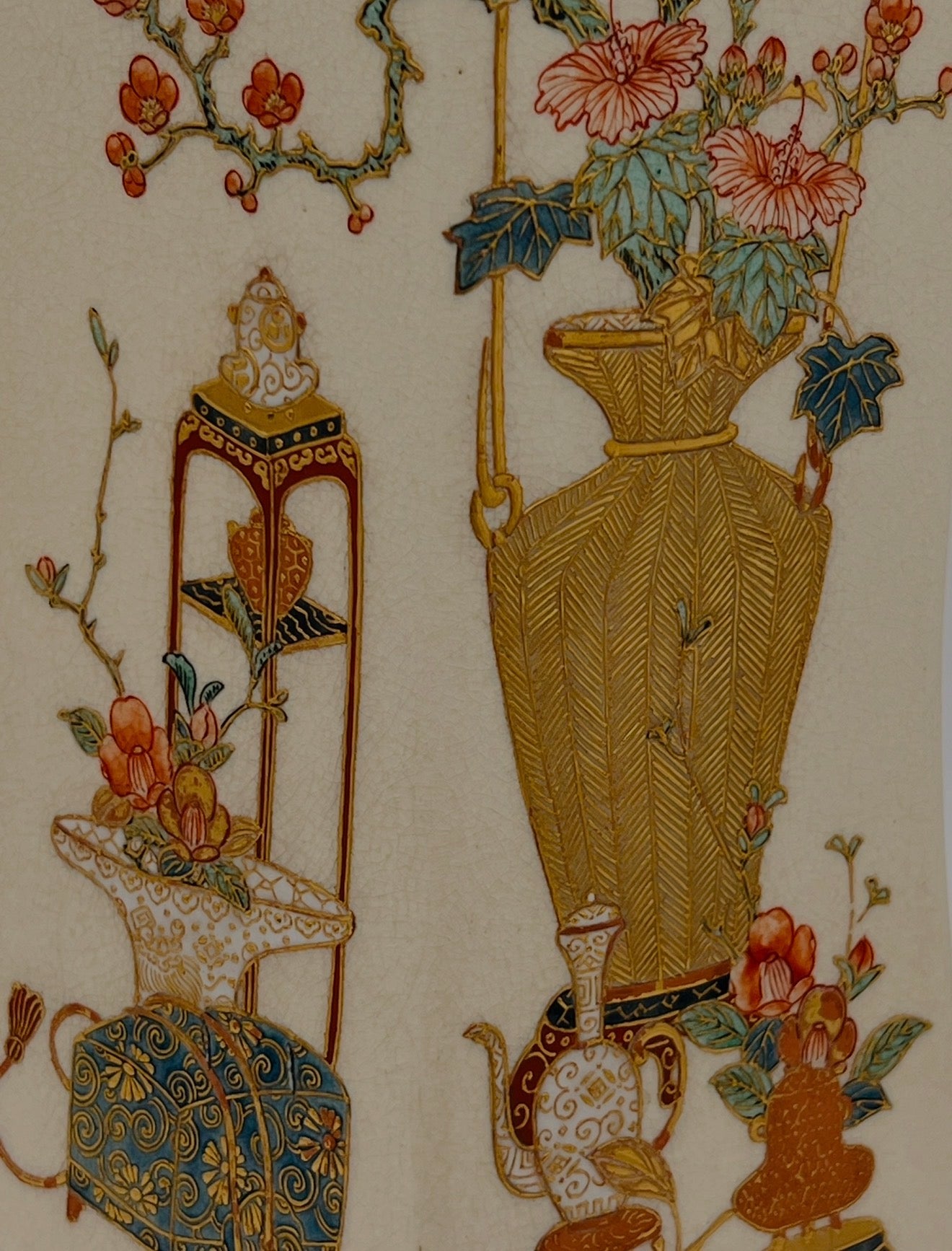 A Large Japanese Imperial Satsuma Vase of Diamond Shape, Meiji period