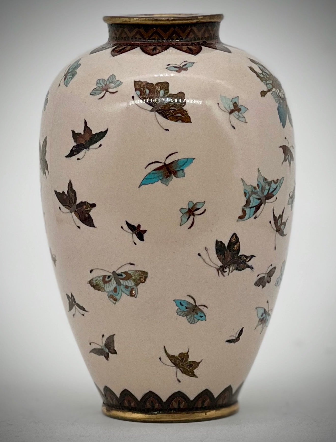 A Exceptional Japanese cloisonne enamel butterfly vase.