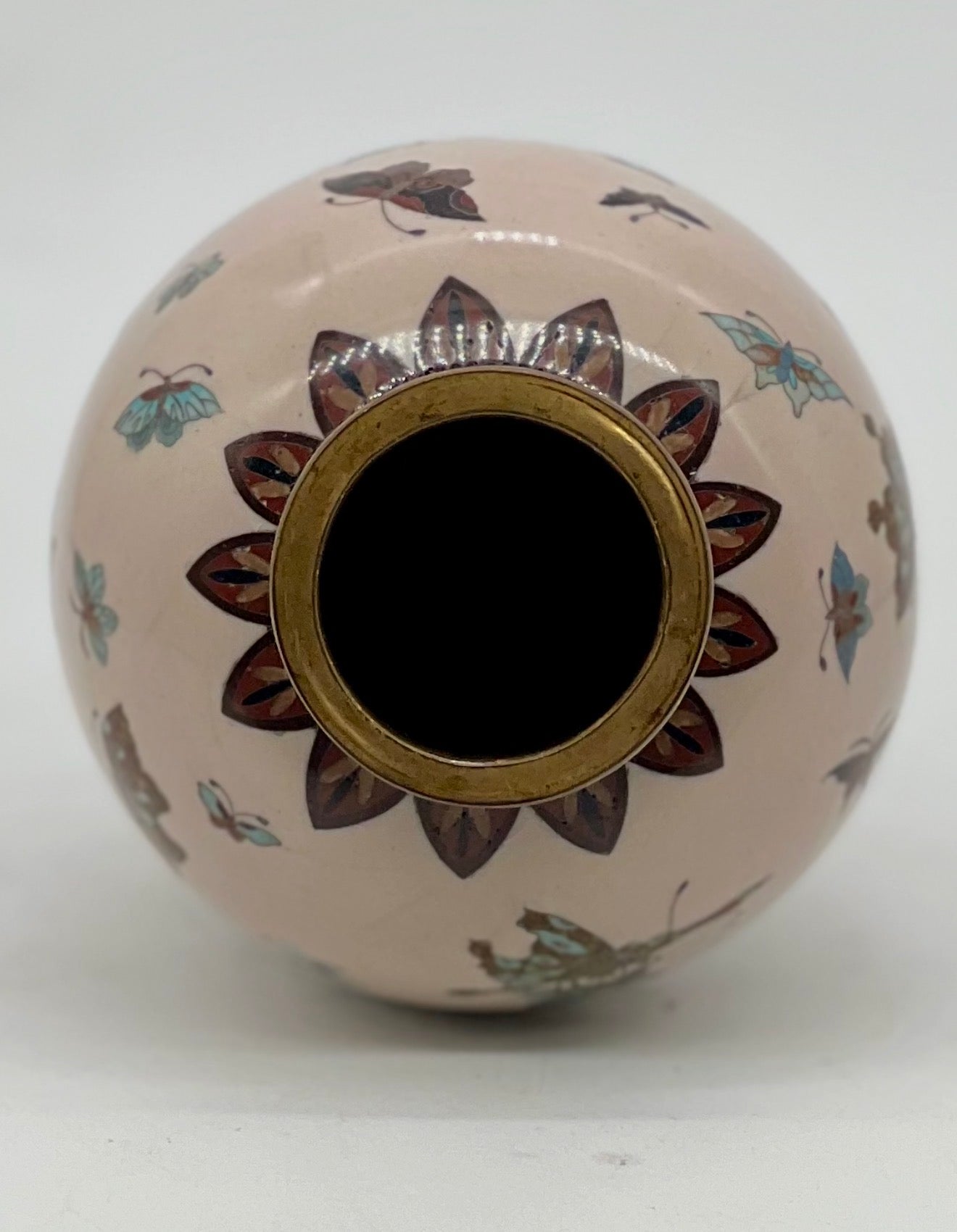 A Exceptional Japanese cloisonne enamel butterfly vase.