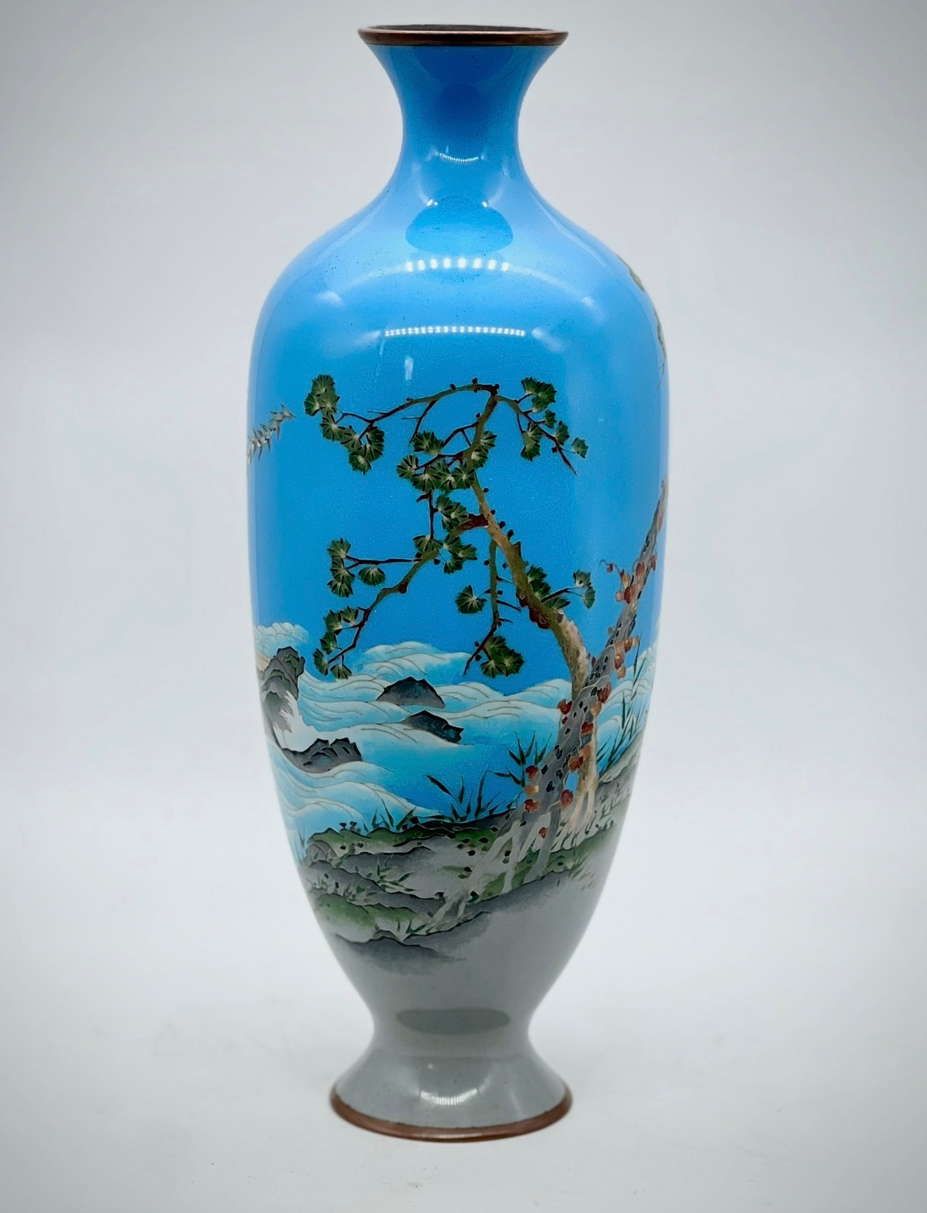 A Large Impressive Japanese Cloisonné Enamel Vase with the Legend of Momotarō