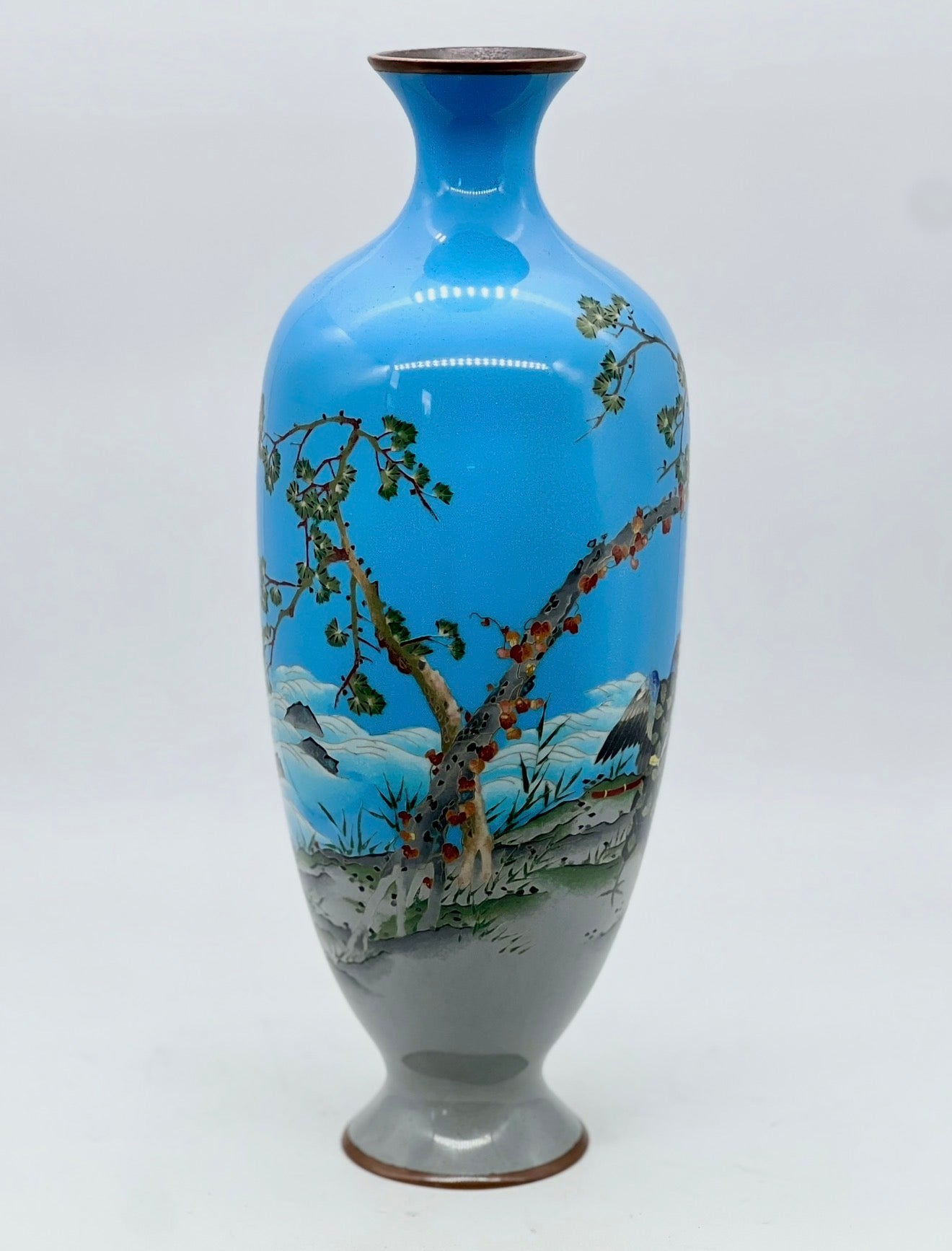 A Large Impressive Japanese Cloisonné Enamel Vase with the Legend of Momotarō