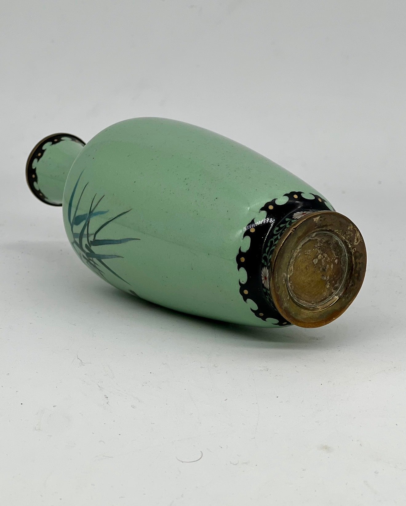 A Fine Japanese Cloisonné Vase with Bamboo and Sparrow, Attributed to Ando