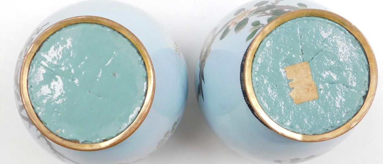 A Fine Pair of Japanese Cloisonné Enamel Vases  Attributed to Namikawa Sōsuke.Meiji period