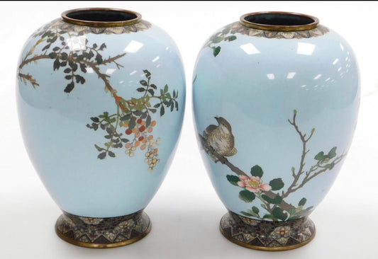 A Fine Pair of Japanese Cloisonné Enamel Vases  Attributed to Namikawa Sōsuke.Meiji period