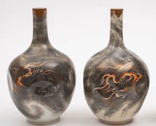A Fine pair of Japanese porcelain vases By Fukagawa Koransha, Meiji Period