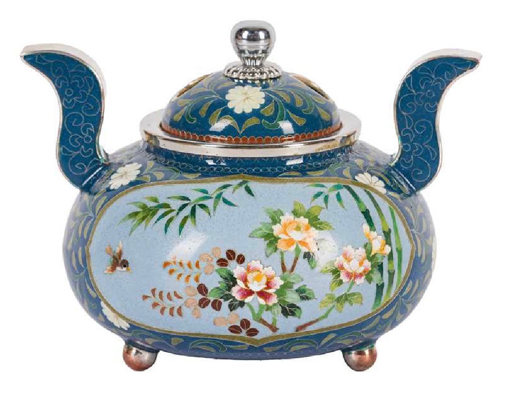 A FINE JAPANESE CLOISONNÉ 'BIRDS AND FLORA' CENSER AND COVER, WORKSHOP OF INABA NANAHO