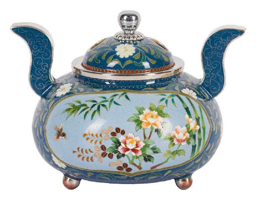 A FINE JAPANESE CLOISONNÉ 'BIRDS AND FLORA' CENSER AND COVER, WORKSHOP OF INABA NANAHO