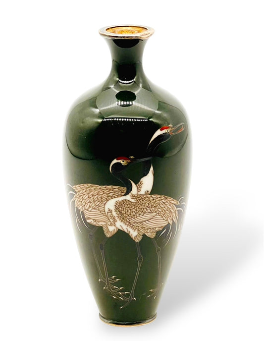 A FINE JAPANESE CLOISONNE ENAMEL VASE BY HAYASHI KODENJI.Meiji Era