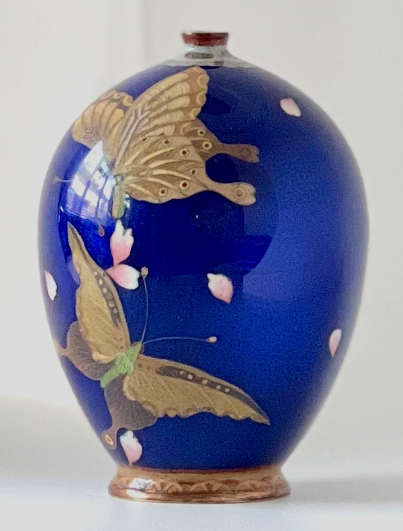 A Japanese Cloisonné Enamel Vase with Butterflies. Meiji period