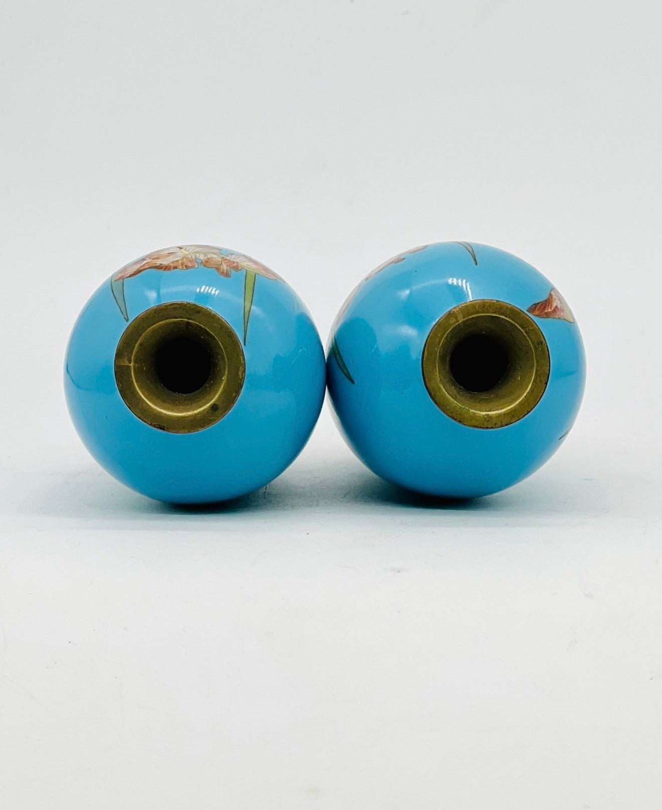 A Pair of Japanese Cloisonné Enamel Vases with Irises. Meiji period