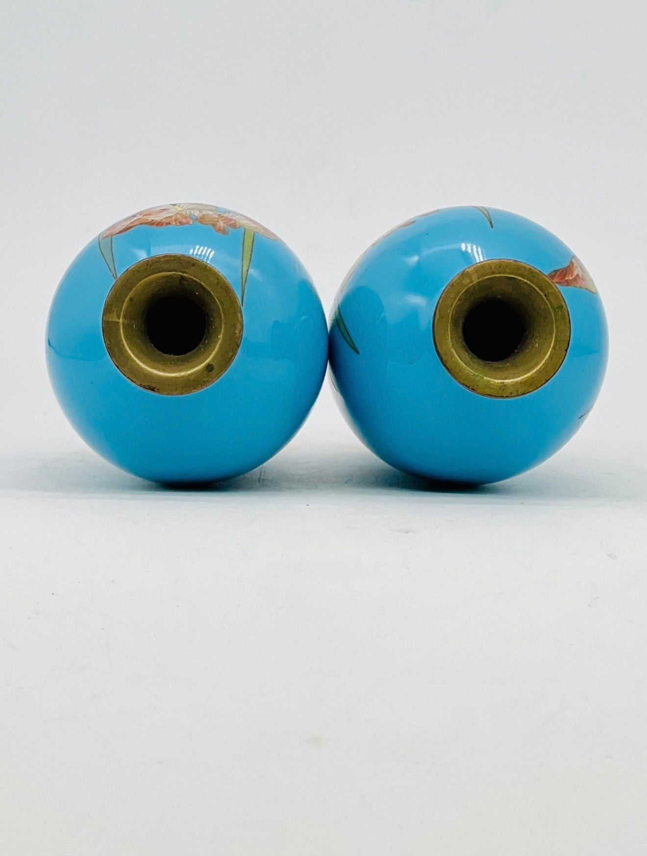 A Pair of Japanese Cloisonné Enamel Vases with Irises. Meiji period