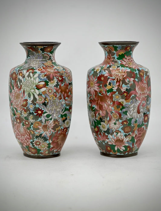 A Fine Pair of Japanese Cloisonné Enamel Vases. Meiji period