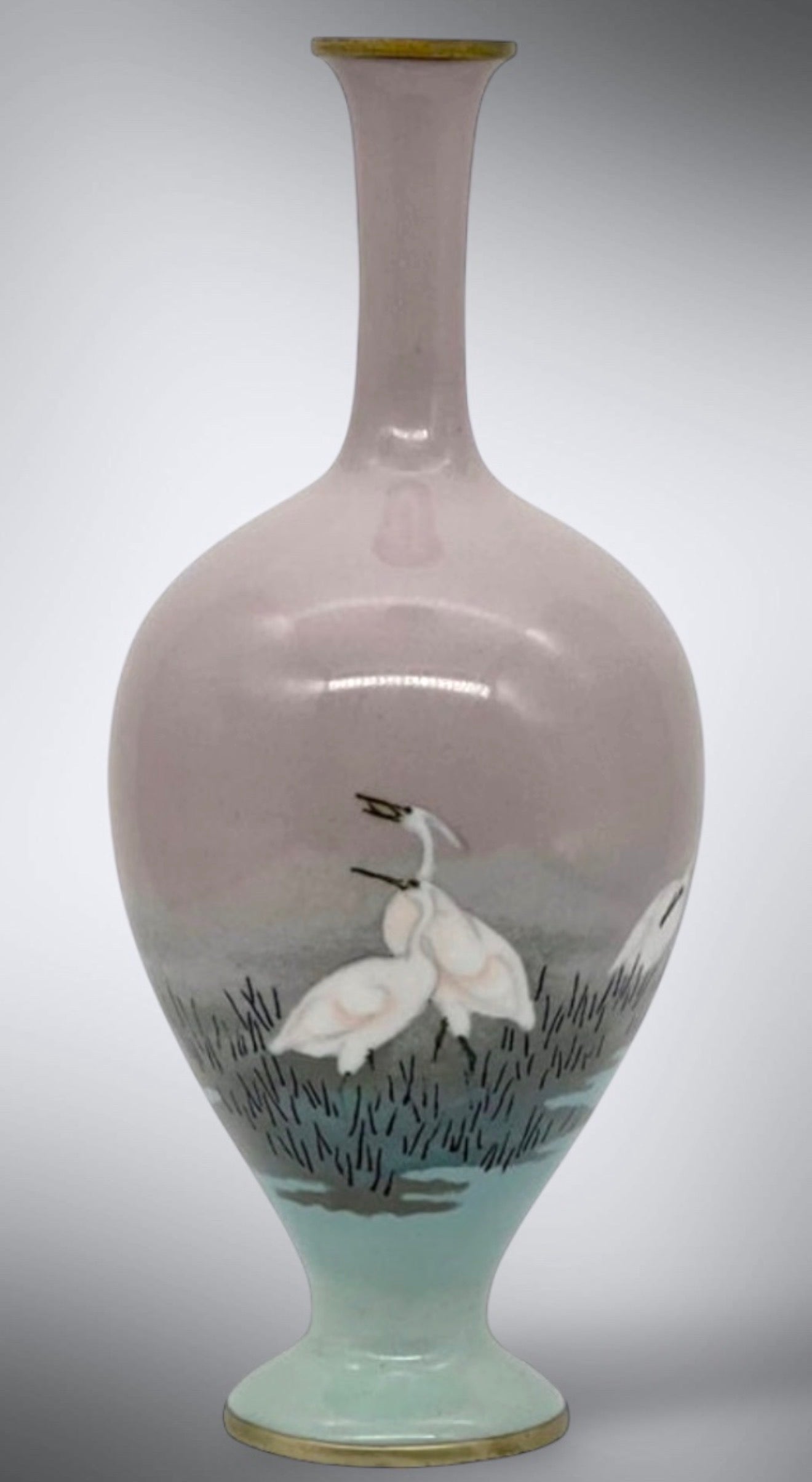 A Fine Cloisonné-enamel and Musen Baluster vase attributed to Namikawa Sosuke.Meiji Period