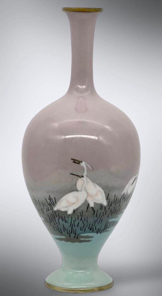 A Fine Cloisonné-enamel and Musen Baluster vase attributed to Namikawa Sosuke.Meiji Period
