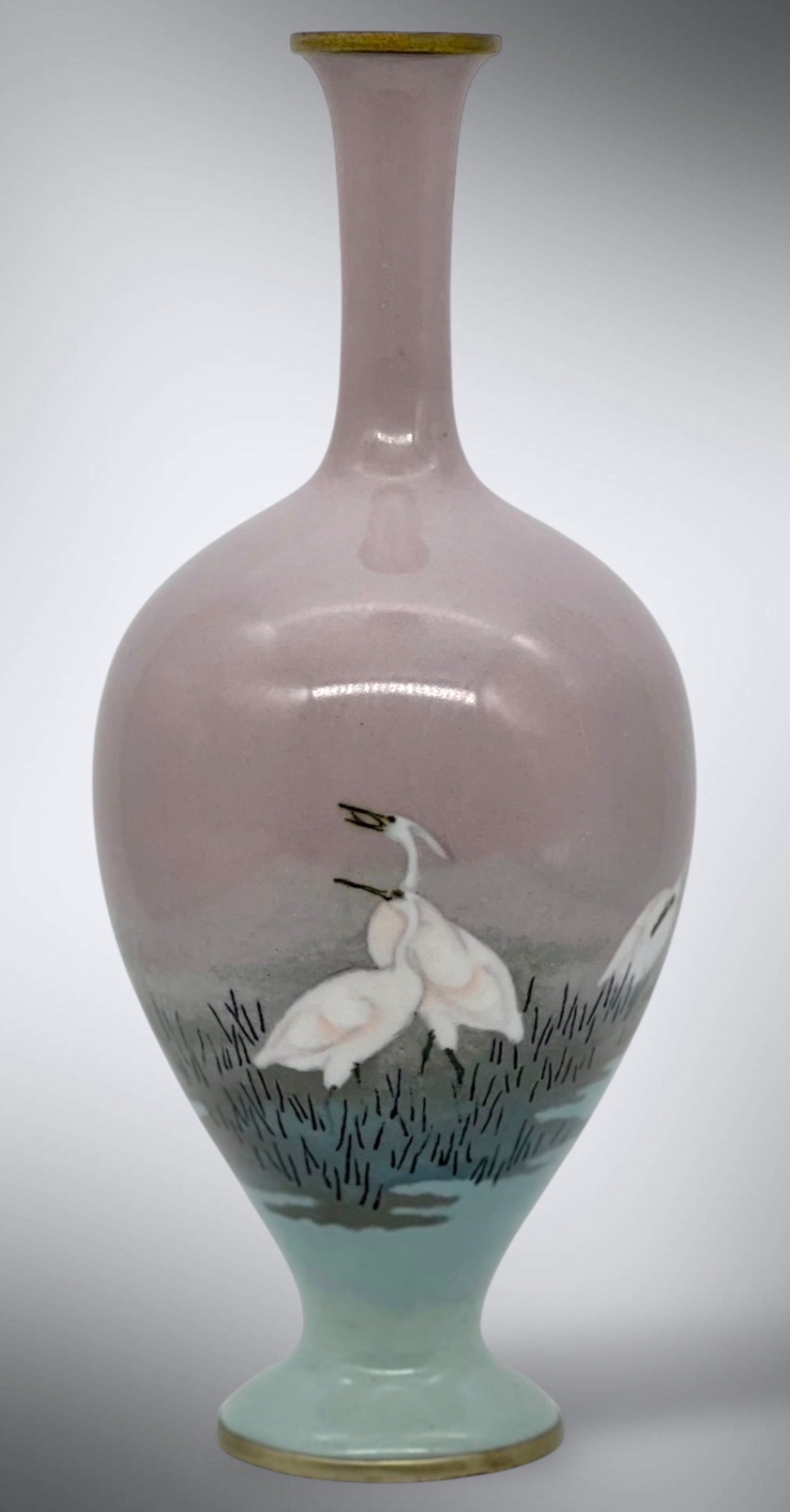 A Fine Cloisonné-enamel and Musen Baluster vase attributed to Namikawa Sosuke.Meiji Period
