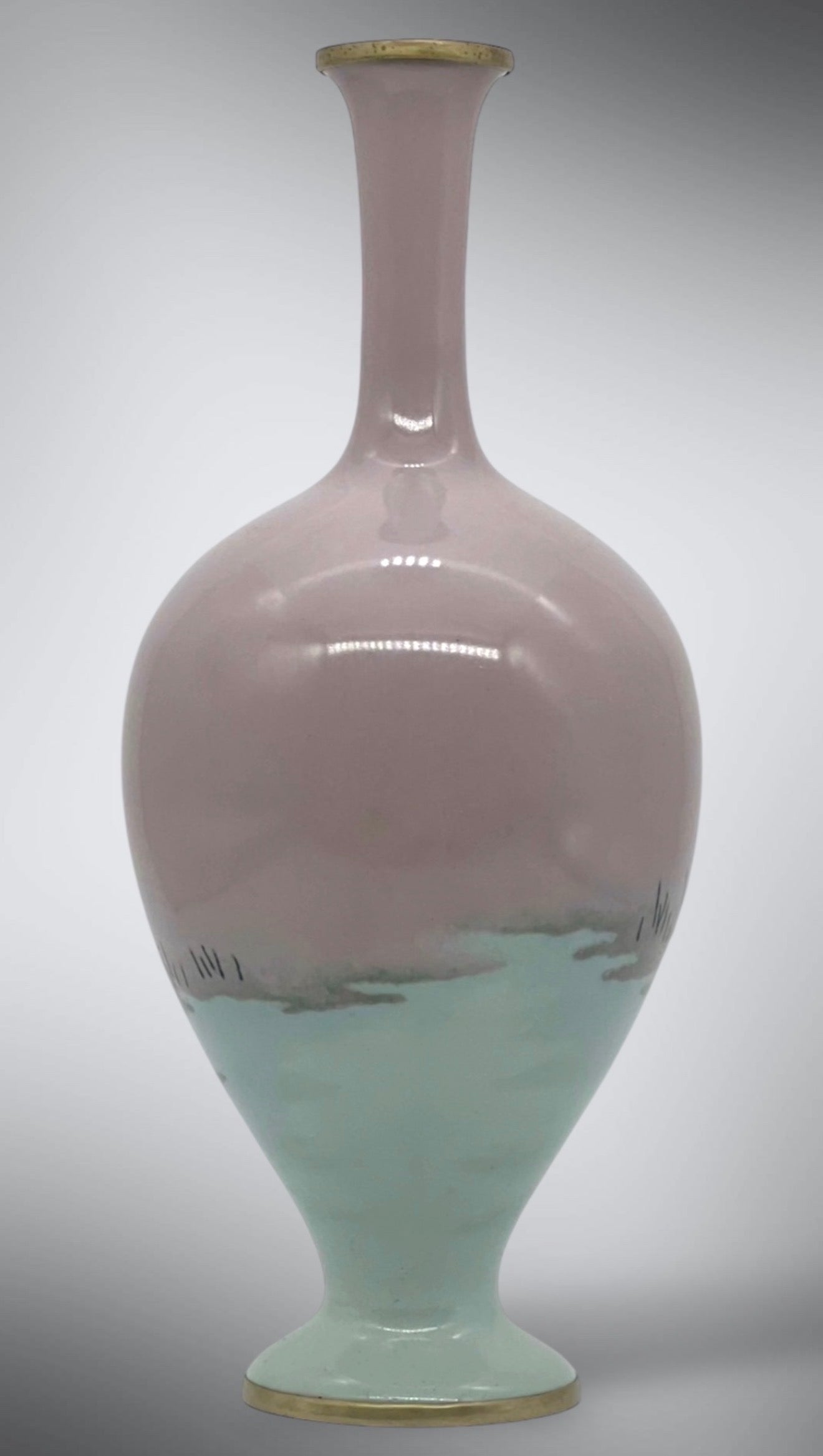 A Fine Cloisonné-enamel and Musen Baluster vase attributed to Namikawa Sosuke.Meiji Period
